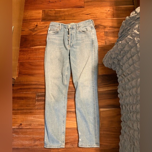 Agolde Denim - AGOLDE Riley High Rise Straight Jeans Size 27 Button Fly Light Wash (0438)